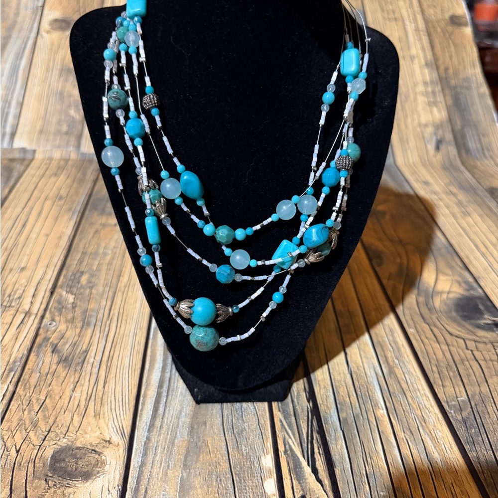 Chic Multi-Strand Turquoise Necklace‎